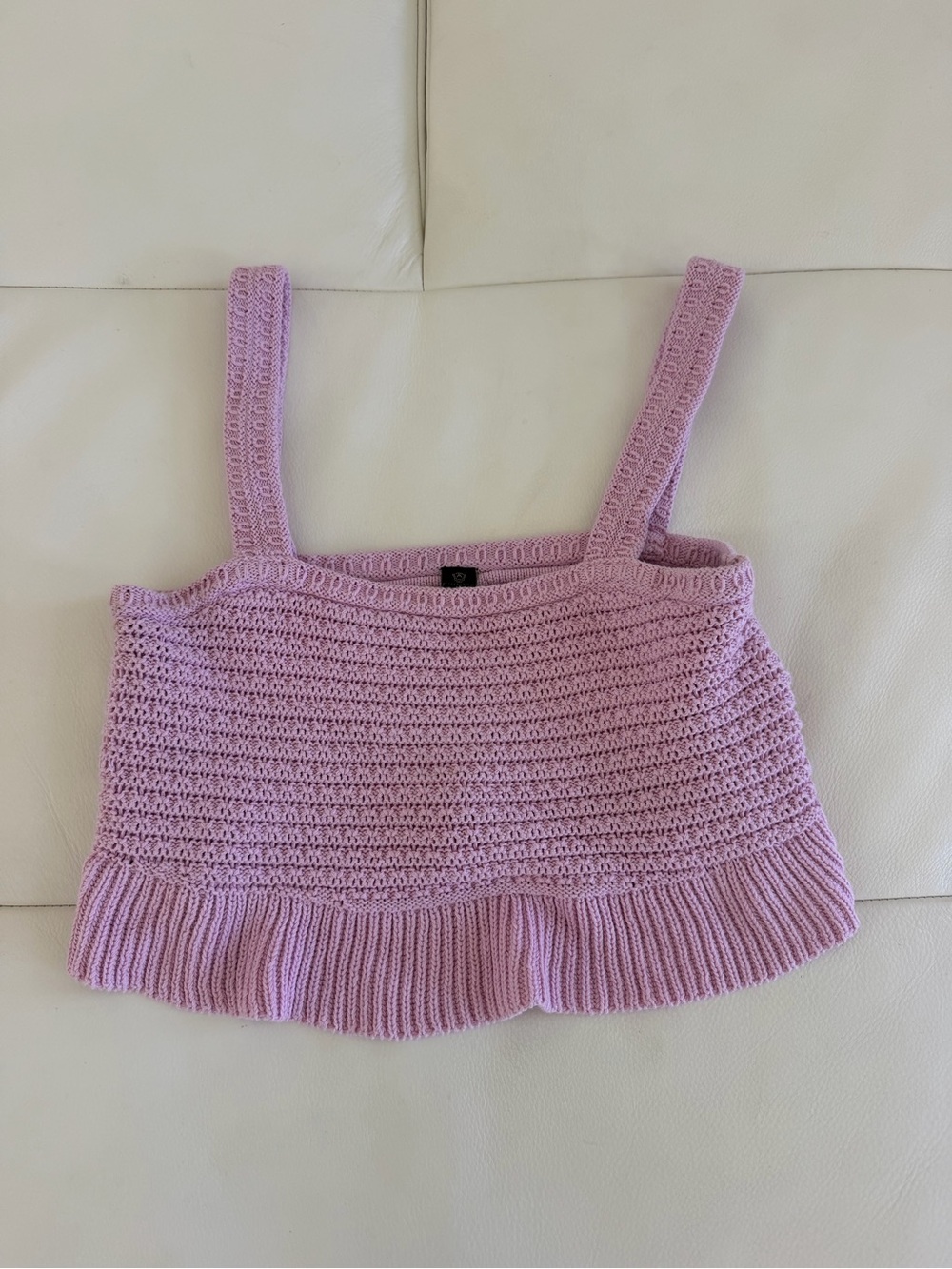 Lilac Crochet Knit Crop Tank Top - Women's Sleeveless Summer Top